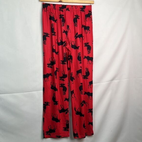 Ekaoer red and black moose print holiday 2 piece pajamas women large NWT - Picture 8 of 12